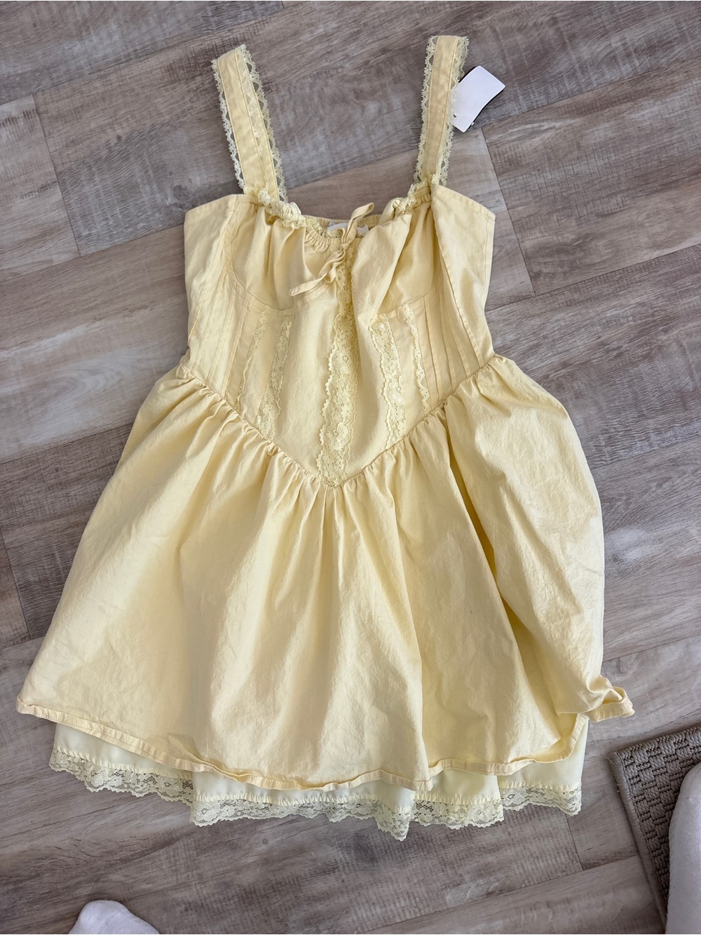 More to Come Yellow Lace-Trim Mini Dress